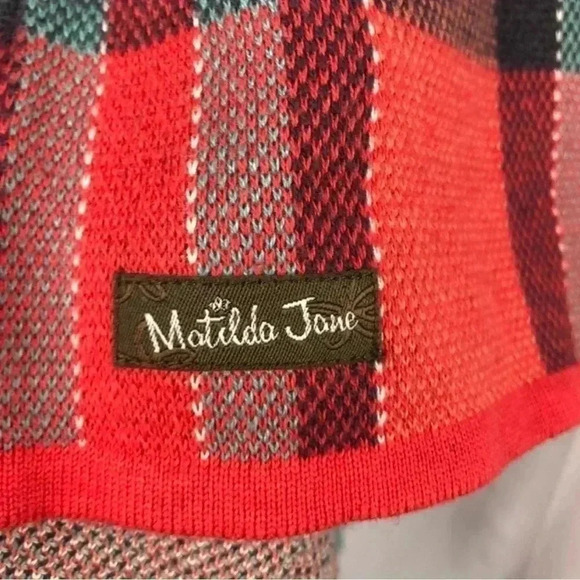 Matilda Jane Fall Plaid Long Open Front Cardigan Sweater M NWT - Picture 7 of 9